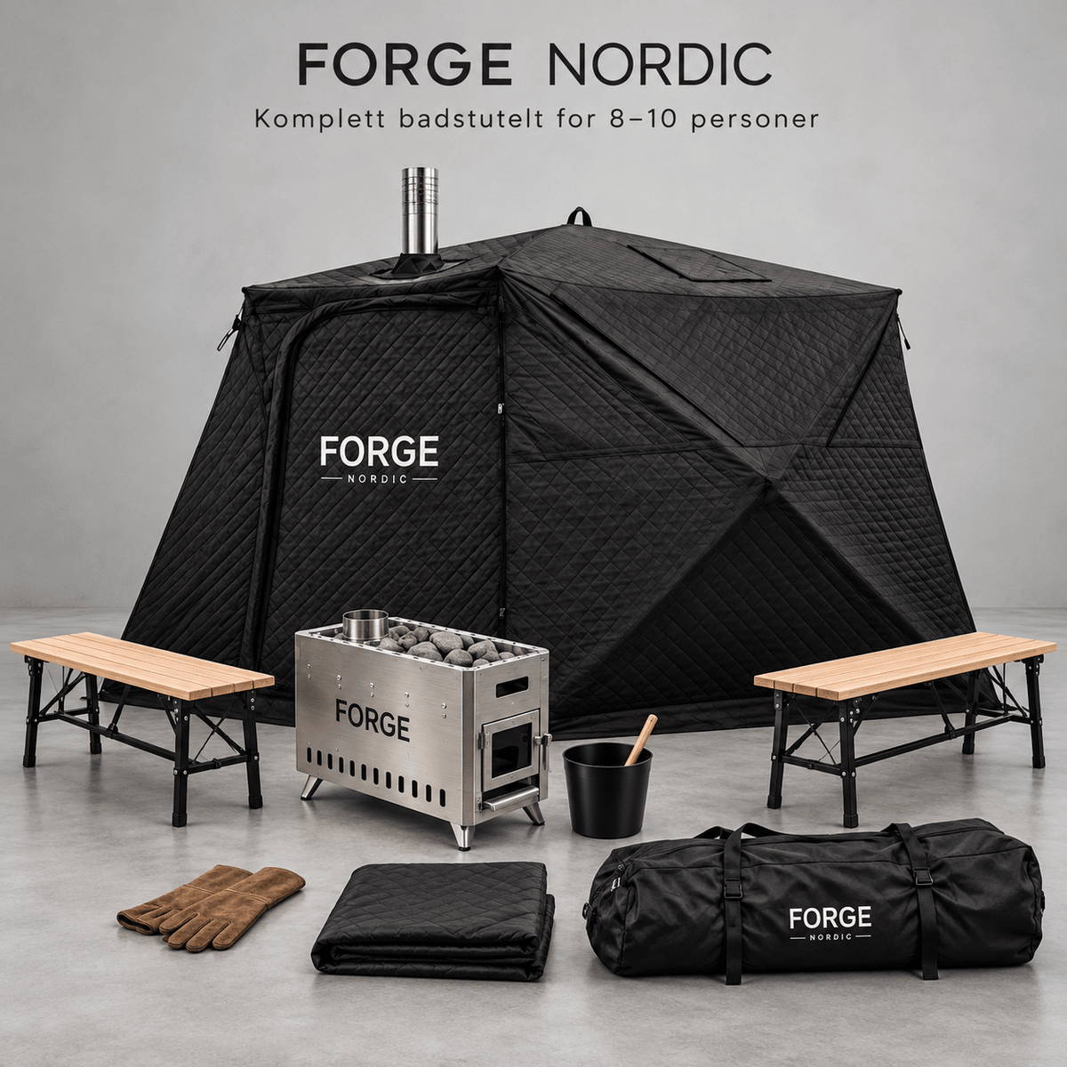 Forge Nordic Sauna Tent – Complete Package for 8–10 People - Forge - Optimising Humanity